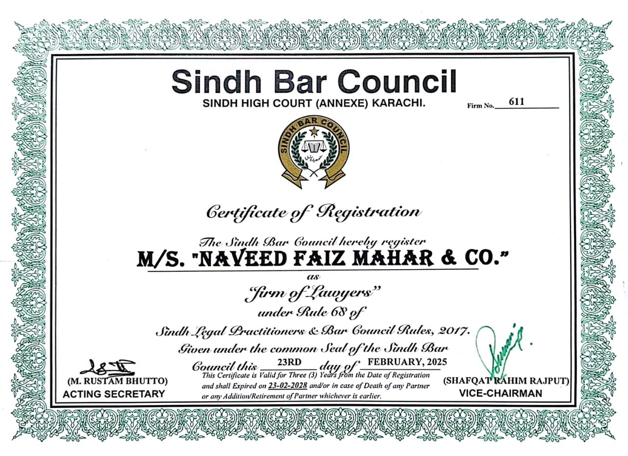 NFM & Co - Sindh Bar Council Registration Certificate